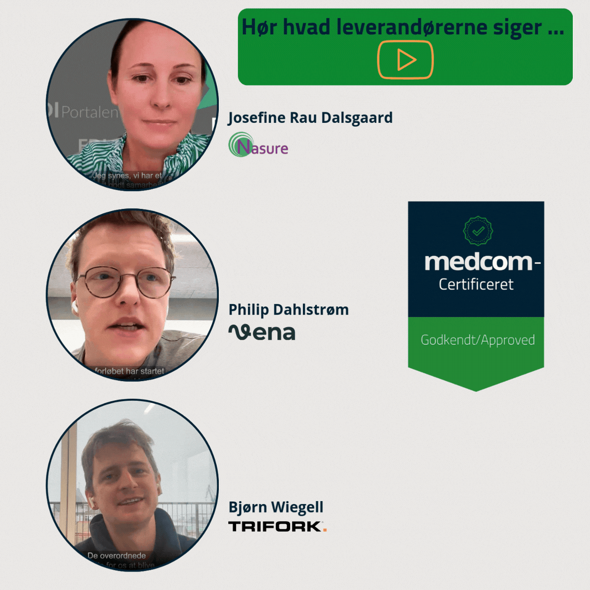 Link til videoen med leverandørudtalelser fra Nasure, Vena og Trifork om deres test- og certificeringsoplevelse 
