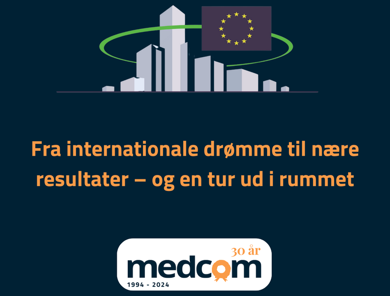 Illustration af internationalt samarbejde med tekst under 