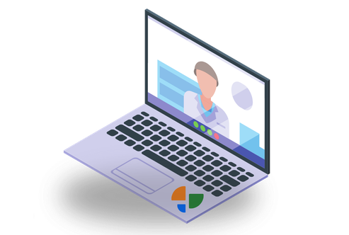 Illustraion computer, videomøde 