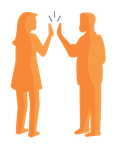 To personder giver high-five - orange farve 