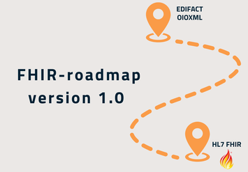 To lokationer: 1) Fra EDIFACT og OIOXML til 2) HL7 FHIR. Dertil tekst: 