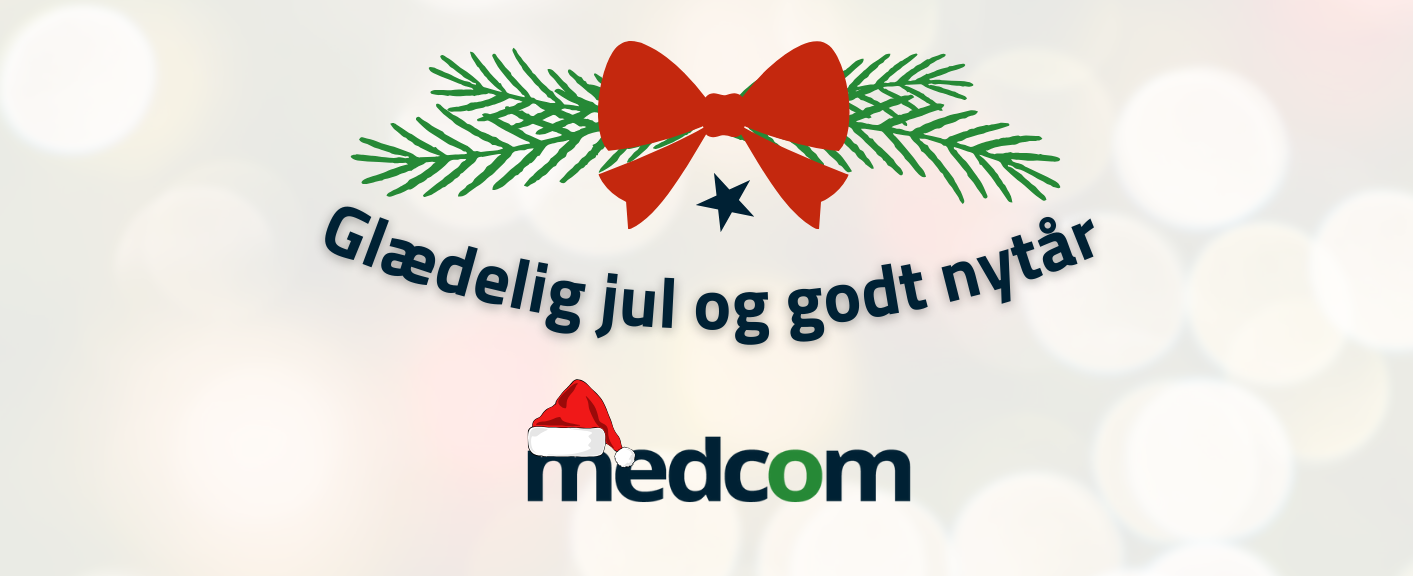 Glædelig jul og godt nytår-illustration med MedCom-logo nederst